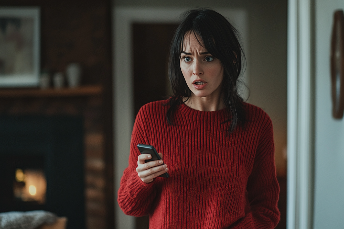 Une femme parlant avec colère à quelqu'un tout en tenant son téléphone | Source : Midjourney