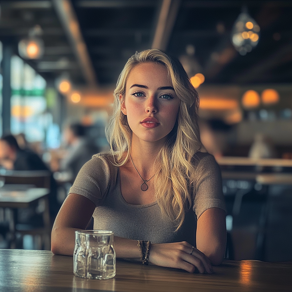 Une femme blonde dans un restaurant | Source : Midjourney