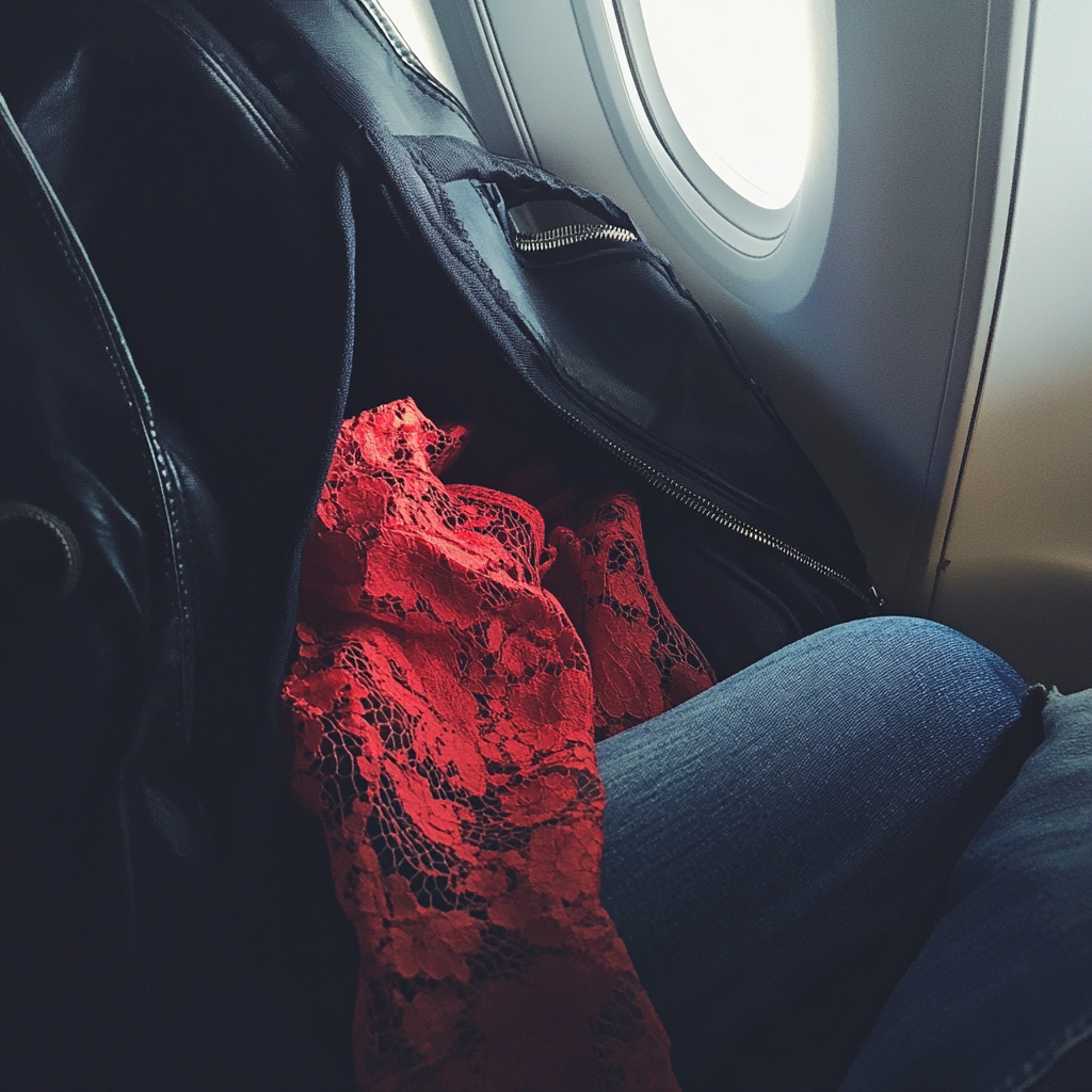 De la dentelle rouge dans un sac de sport | Source : Midjourney