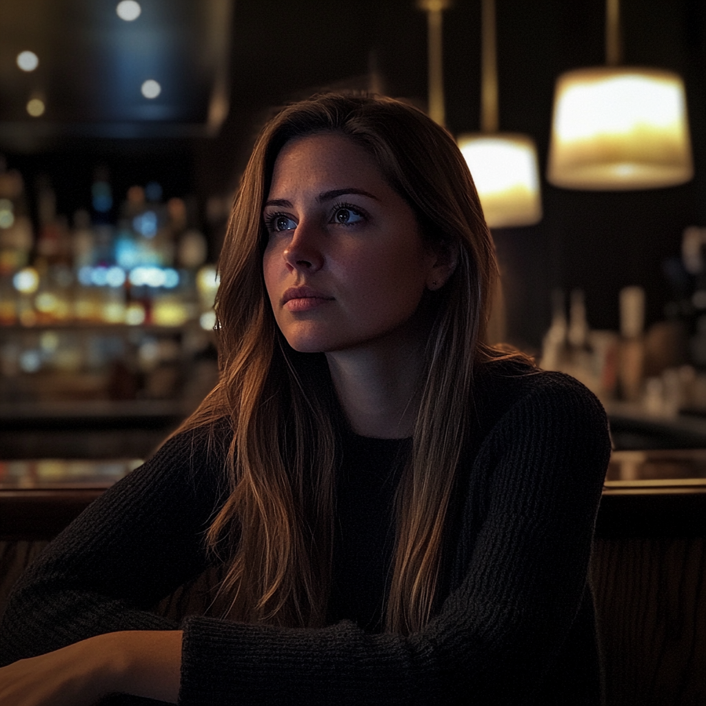 A woman sitting at a bar | Source: Midjourney