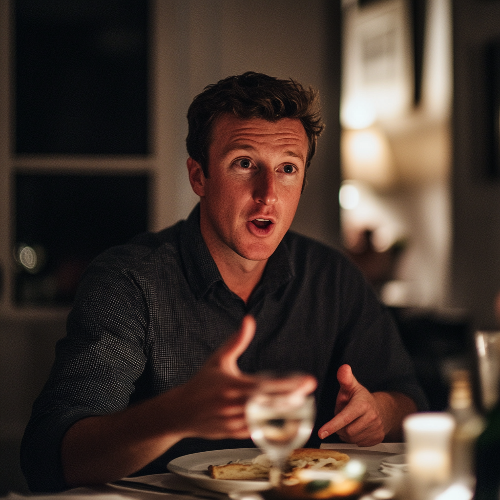 Un homme assis à une table de dîner | Source : Midjourney