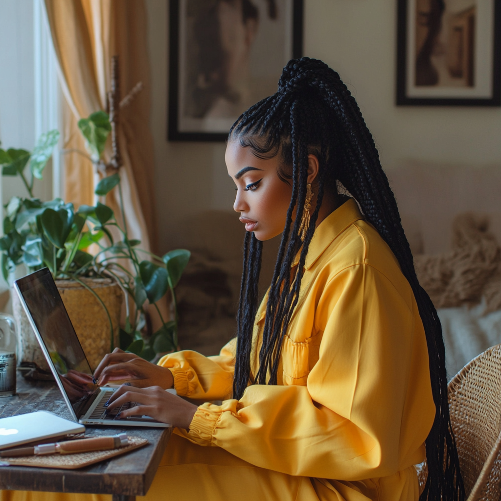 Une femme utilisant un ordinateur portable | Source : Midjourney