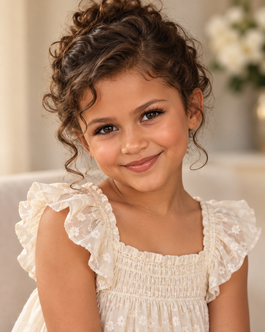 L'IA a imaginé une fille que Zendaya et Tom Holland pourraient avoir, avec des boucles souples, un regard expressif et un sourire chaleureux. Ce portrait est purement fictif et a été créé uniquement pour montrer, sur le ton de la plaisanterie, comment les traits des deux stars pourraient se marier. | Source : ChatGPT
