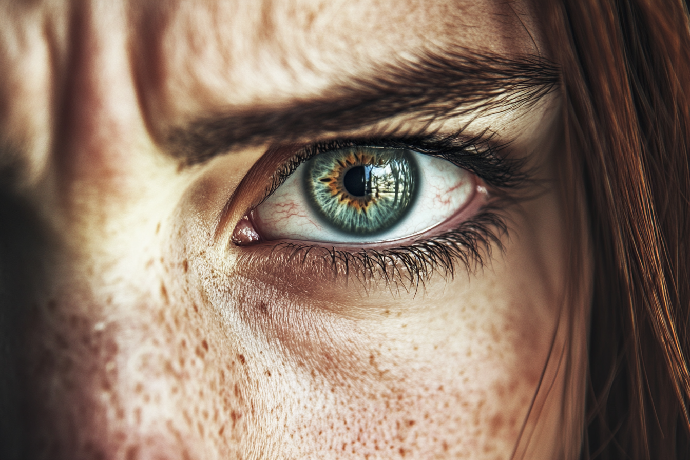 Une femme avec un regard blessé dans les yeux | Source : Midjourney