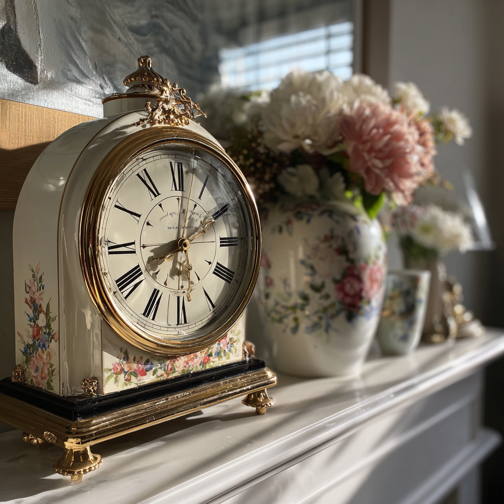 Une horloge vintage sur une cheminée | Source : Midjourney