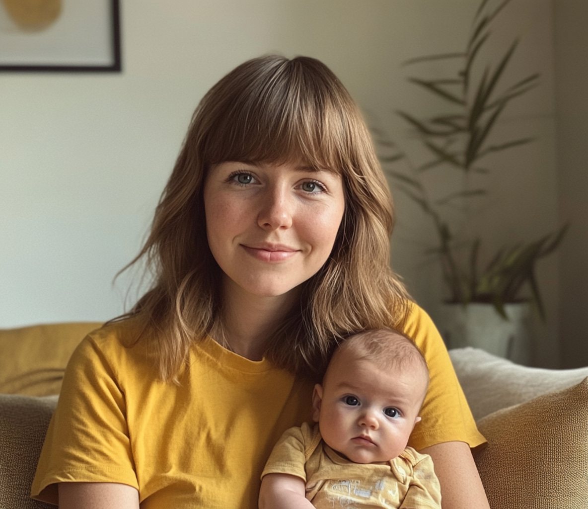 Une femme tenant un bébé | Source : Midjourney