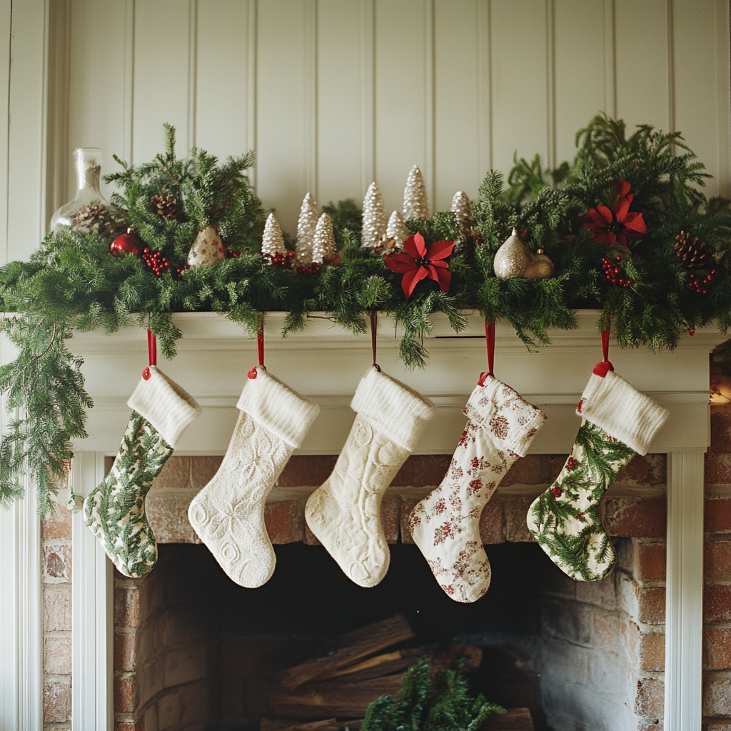 Une cheminée décorée pour Noël | Source : Midjourney