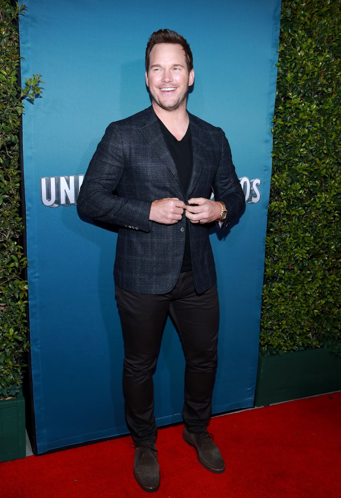 Chris Pratt lors de la grande cérémonie d'ouverture de « Jurassic World - The Ride » à Universal City, en Californie, le 22 juillet 2019. | Source : Getty Images