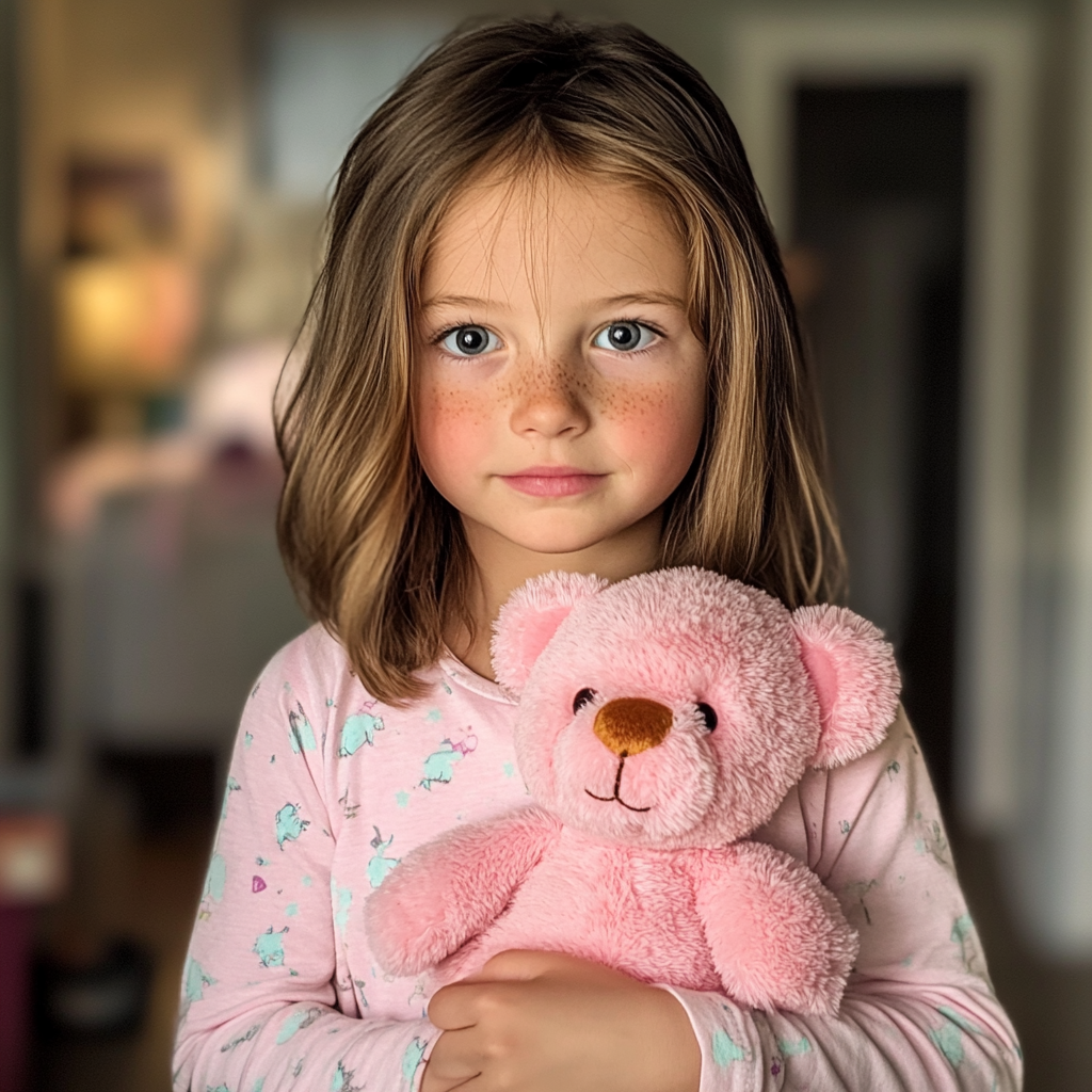 Une petite fille tenant un ours en peluche | Source : Midjourney