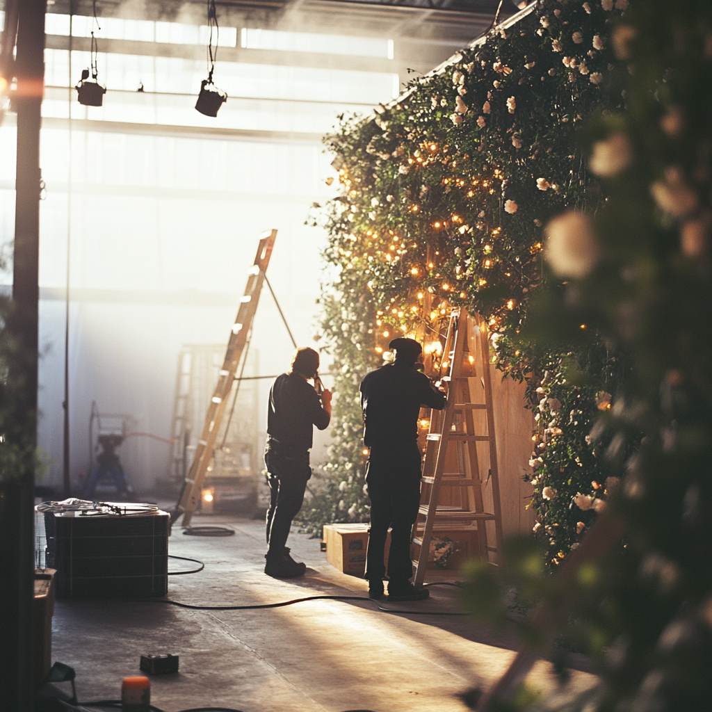 Un lieu de mariage en train d'être décoré | Source : Midjourney