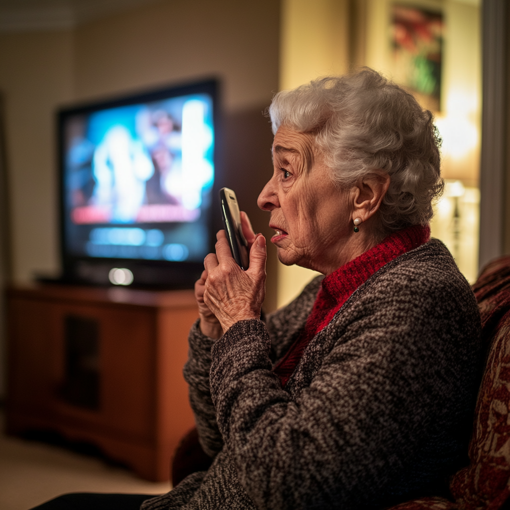 Une femme âgée mécontente qui parle au téléphone | Source : Midjourney