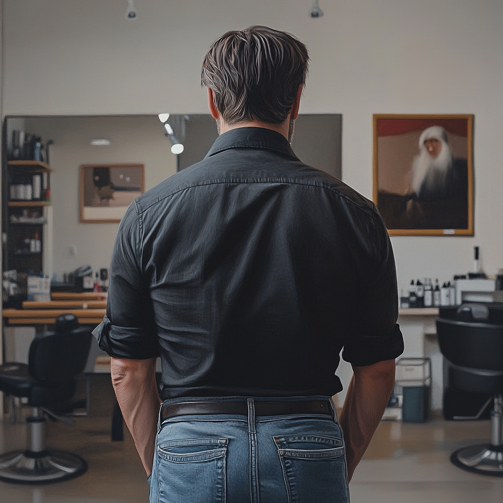 Un homme dans un salon | Source : Midjourney