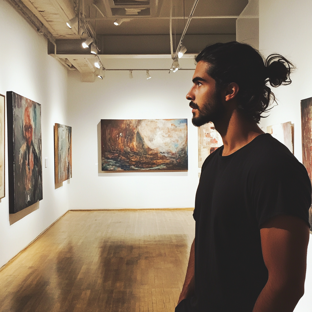 Un homme dans une galerie d'art | Source : Midjourney