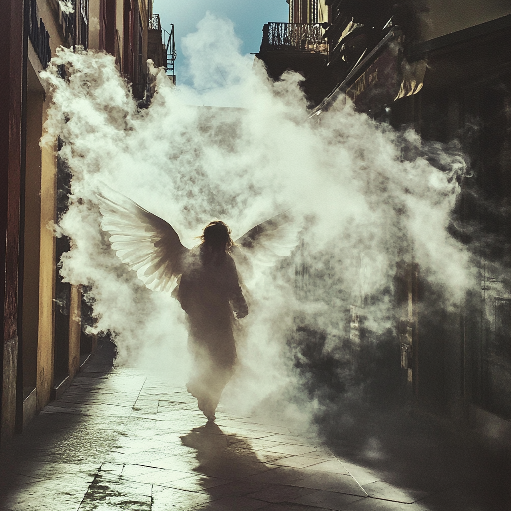 Un ange dans une rue | Source : Midjourney