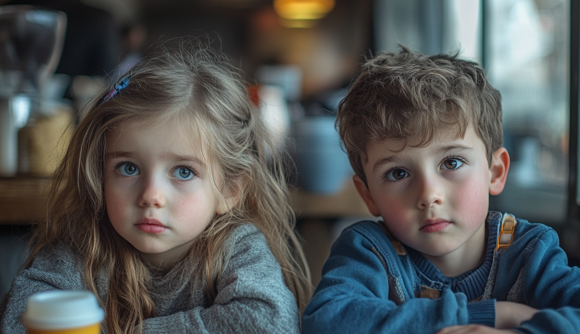 Deux enfants dans un café | Source : Midjourney