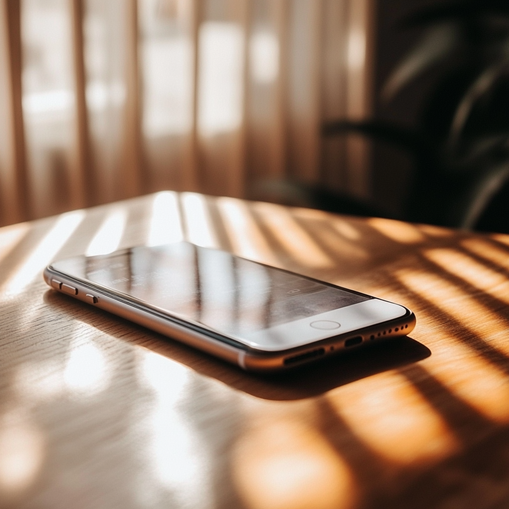 Un téléphone portable sur une table | Source : Midjourney