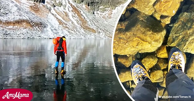 Des randonneurs montrent des images étonnantes de "marche sur l'eau" sur un lac de montagne