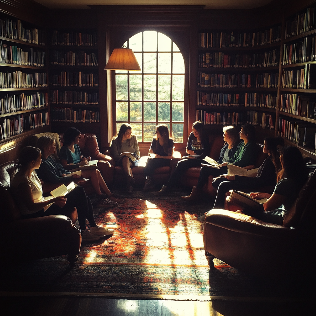 Des personnes lors d'un club de lecture | Source : Midjourney