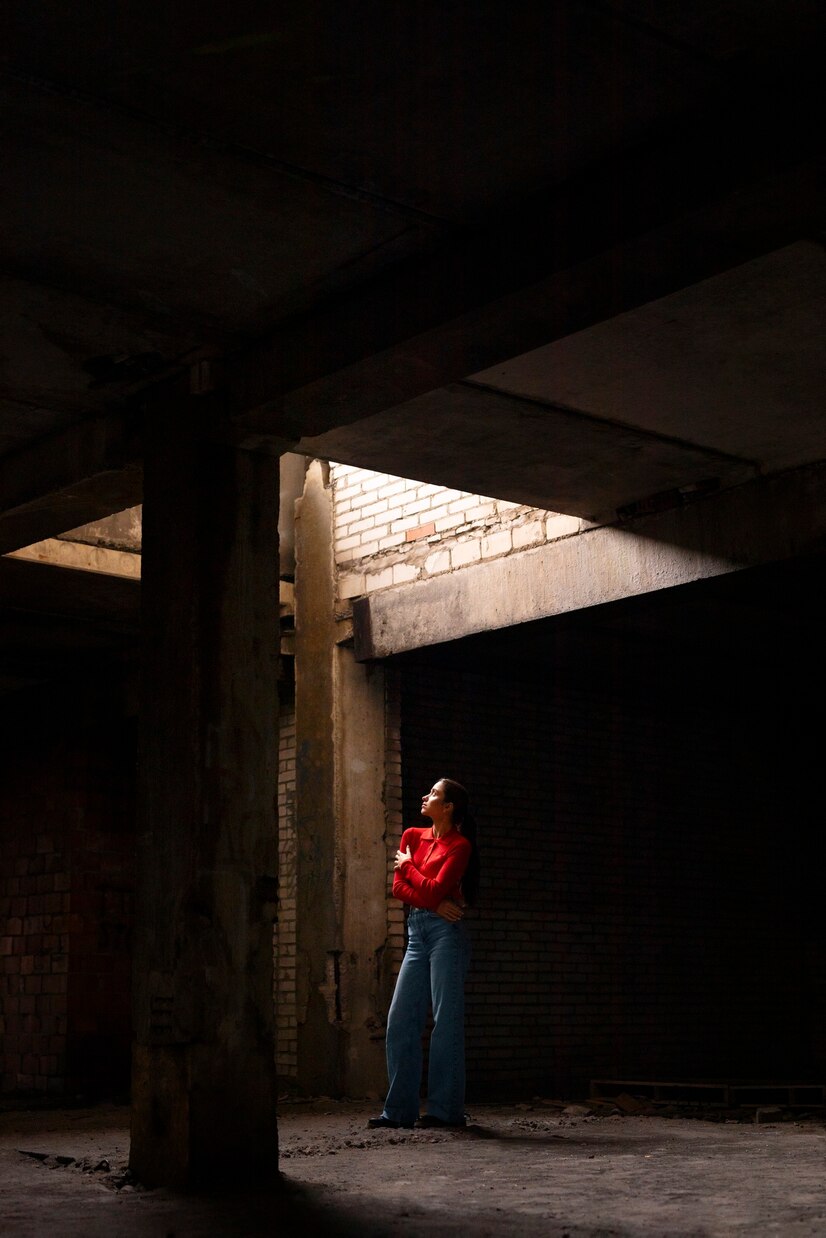 Une femme dans une maison abandonnée | Source : Freepik