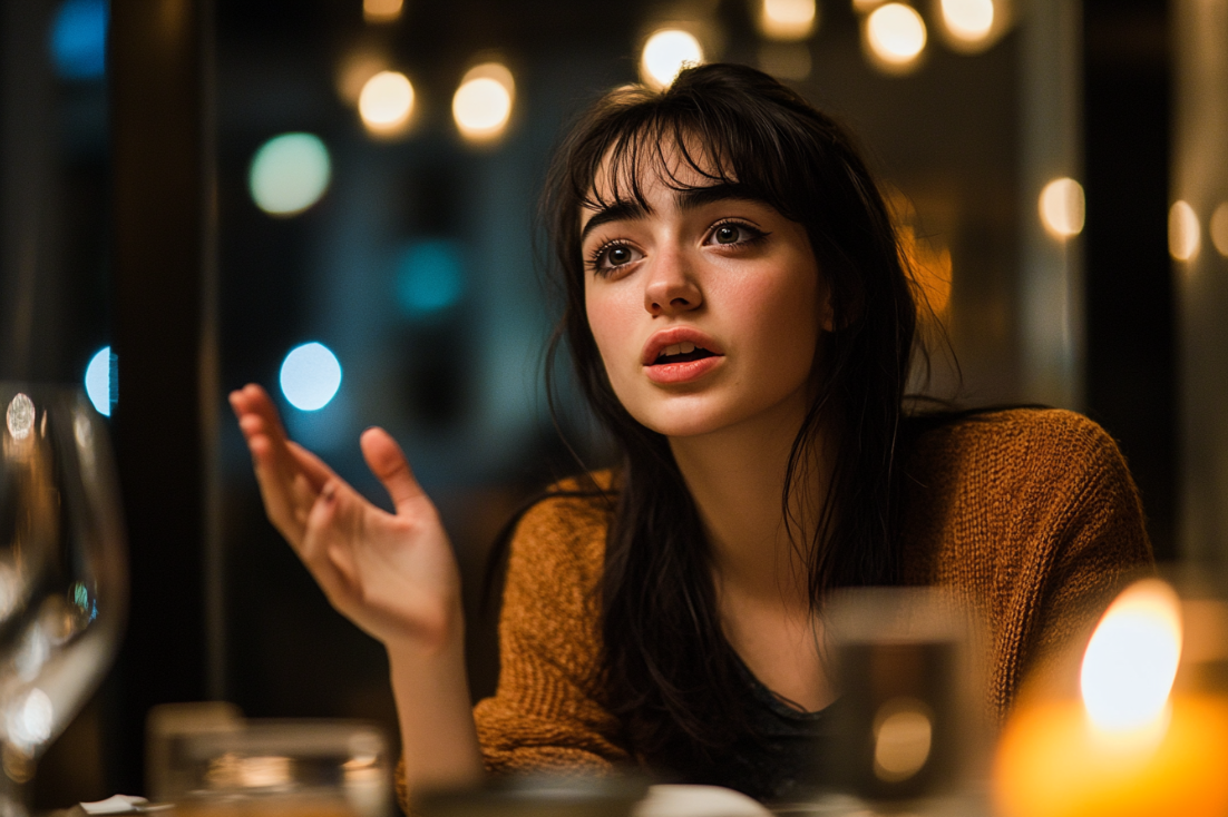 Une femme assise à une table à manger | Source : Midjourney