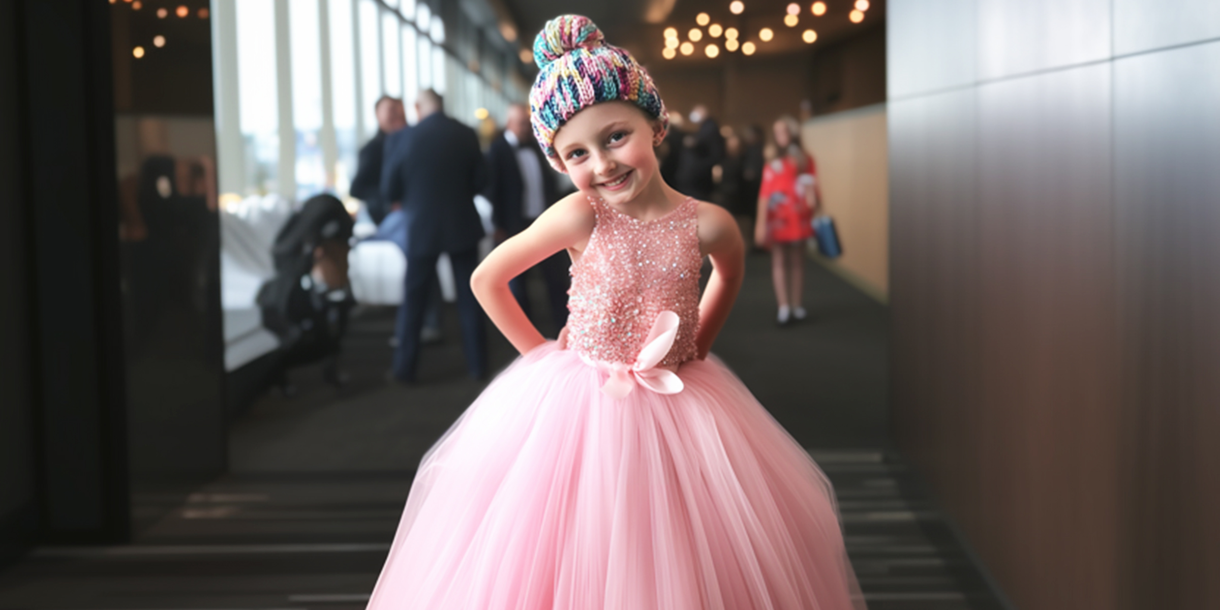 Petite fille portant un bonnet tricoté et une robe rose | Source : Amomama