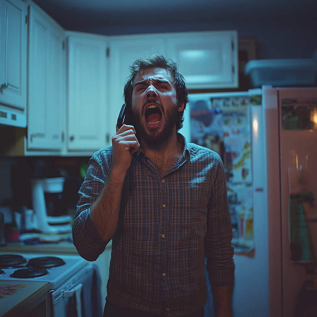 Un homme qui crie au téléphone | Source : Midjourney