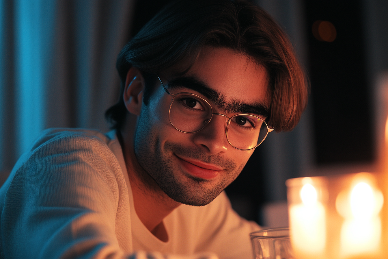 Un homme assis avec sa famille pour le dîner | Source : Midjourney