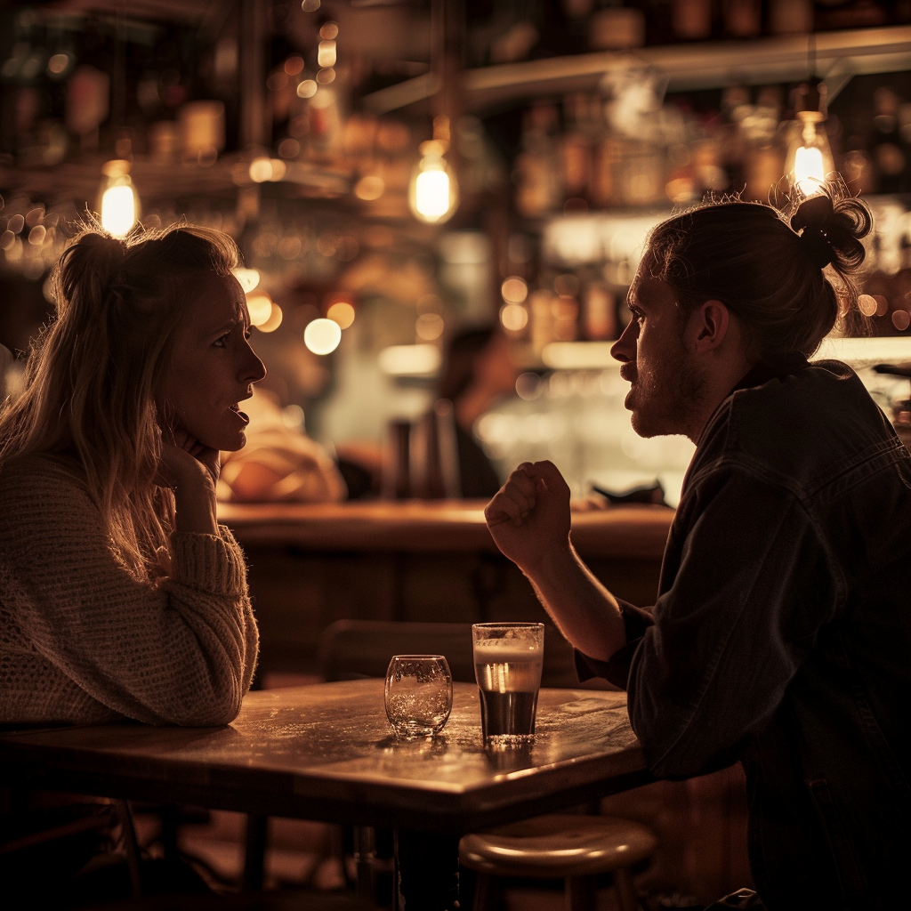Un couple qui se dispute dans un bar | Source : Midjourney
