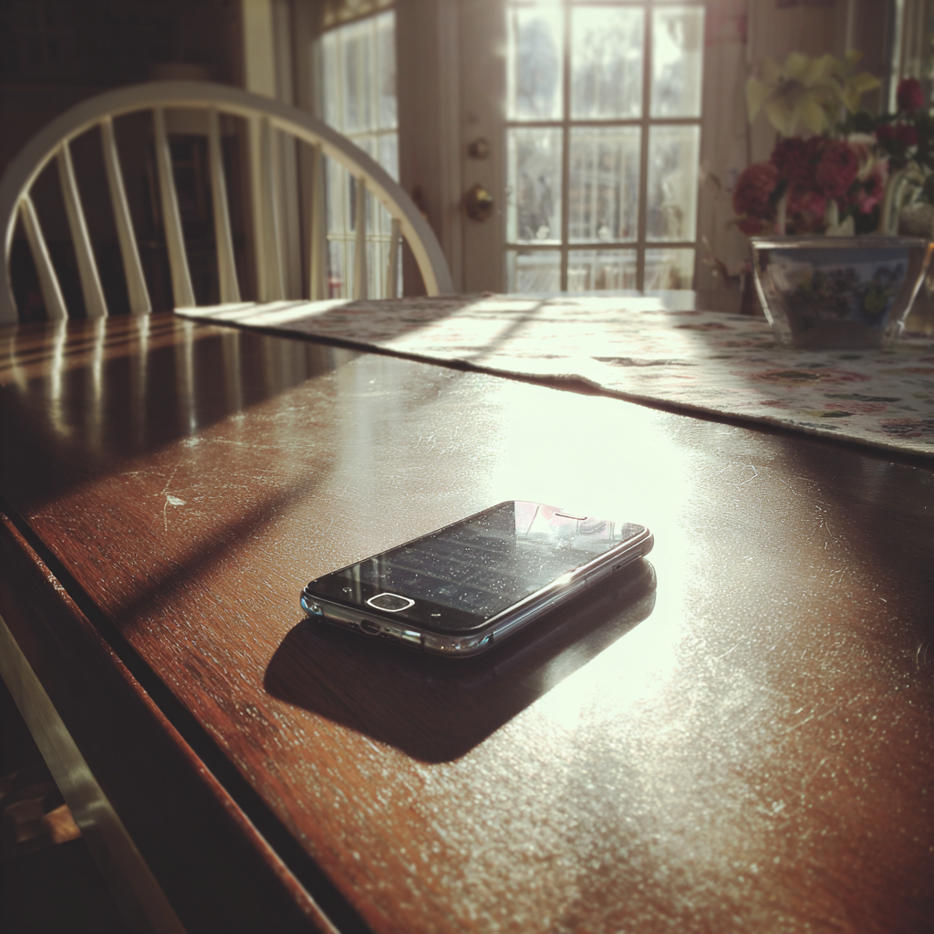 Un téléphone portable sur une table | Source : Midjourney
