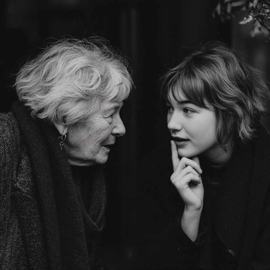 Deux femmes qui parlent | Source : Midjourney