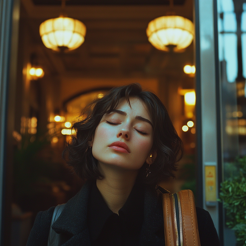 Sarah prend une grande respiration à l'extérieur de son hôtel de lune de miel | Source : Midjourney