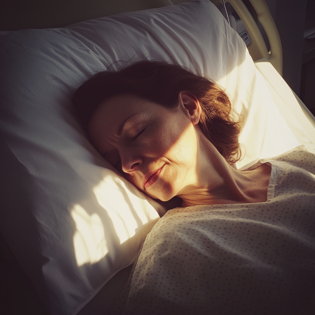 Une femme qui dort dans un lit d'hôpital | Source : Midjourney