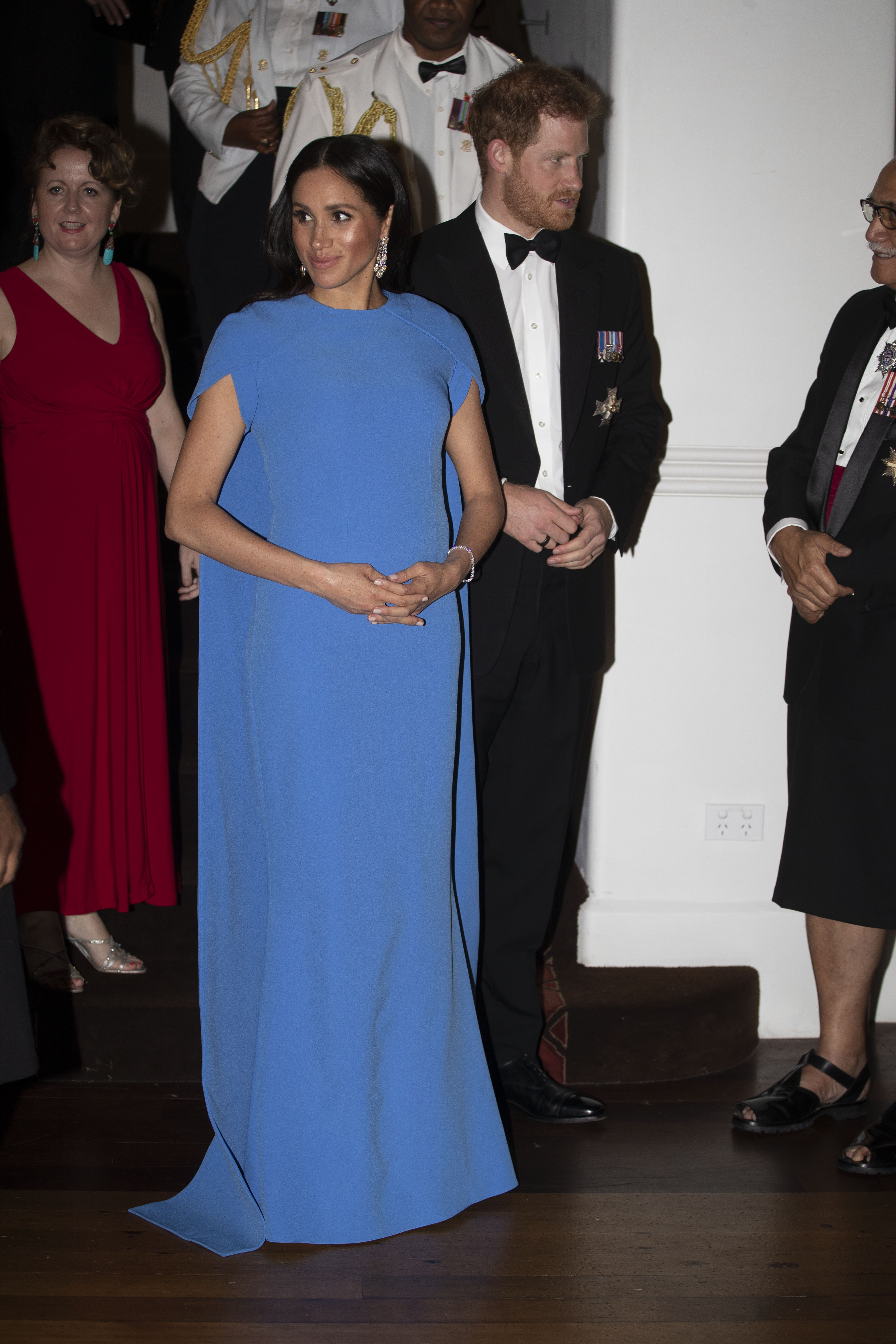 Meghan, duchesse de Sussex arrive au dîner d'État le 23 octobre 2018 à Suva, aux Fidji | Source : Getty Images