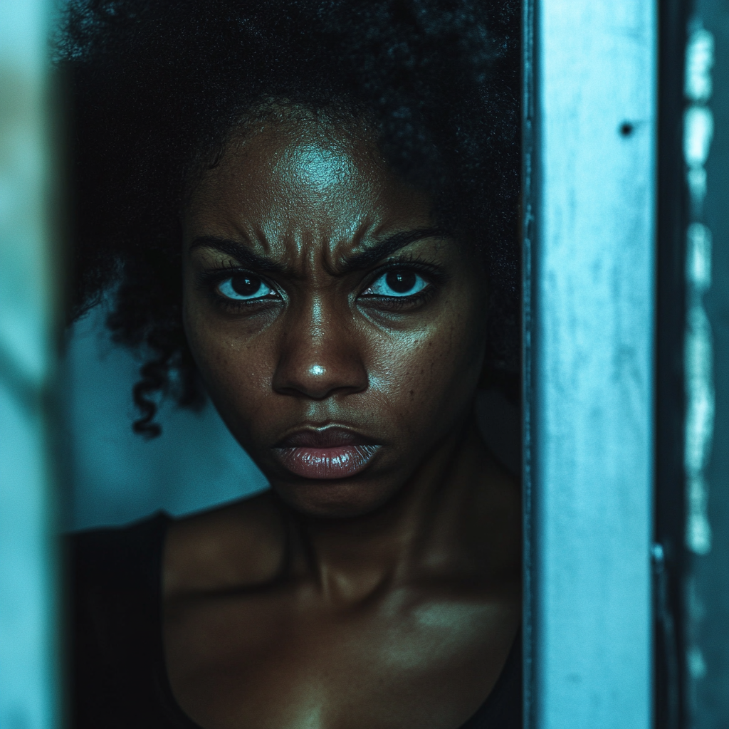 Une femme furieuse qui se tient dans l'embrasure de la porte | Source : Midjourney