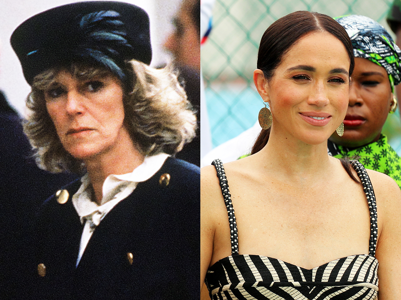 Un côte à côte de la reine Camilla et de Meghan Markle dans leur quarantaine. | Source : Getty Images