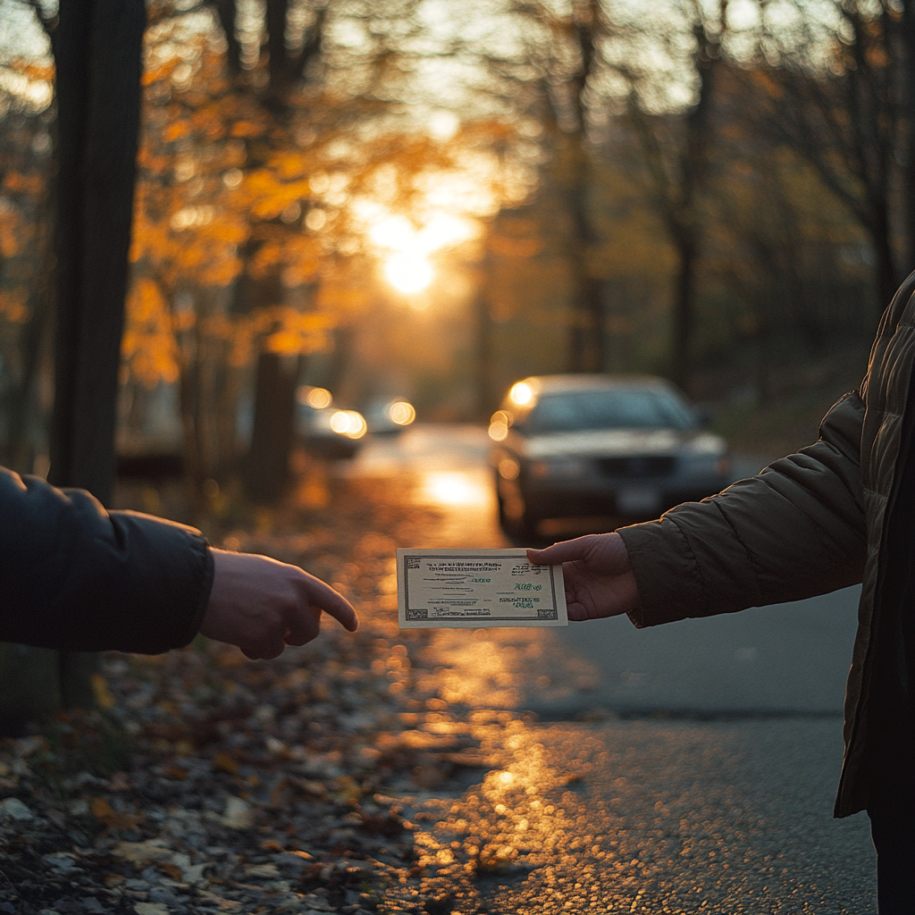 Un chauffeur qui remet un chèque | Source : Midjourney