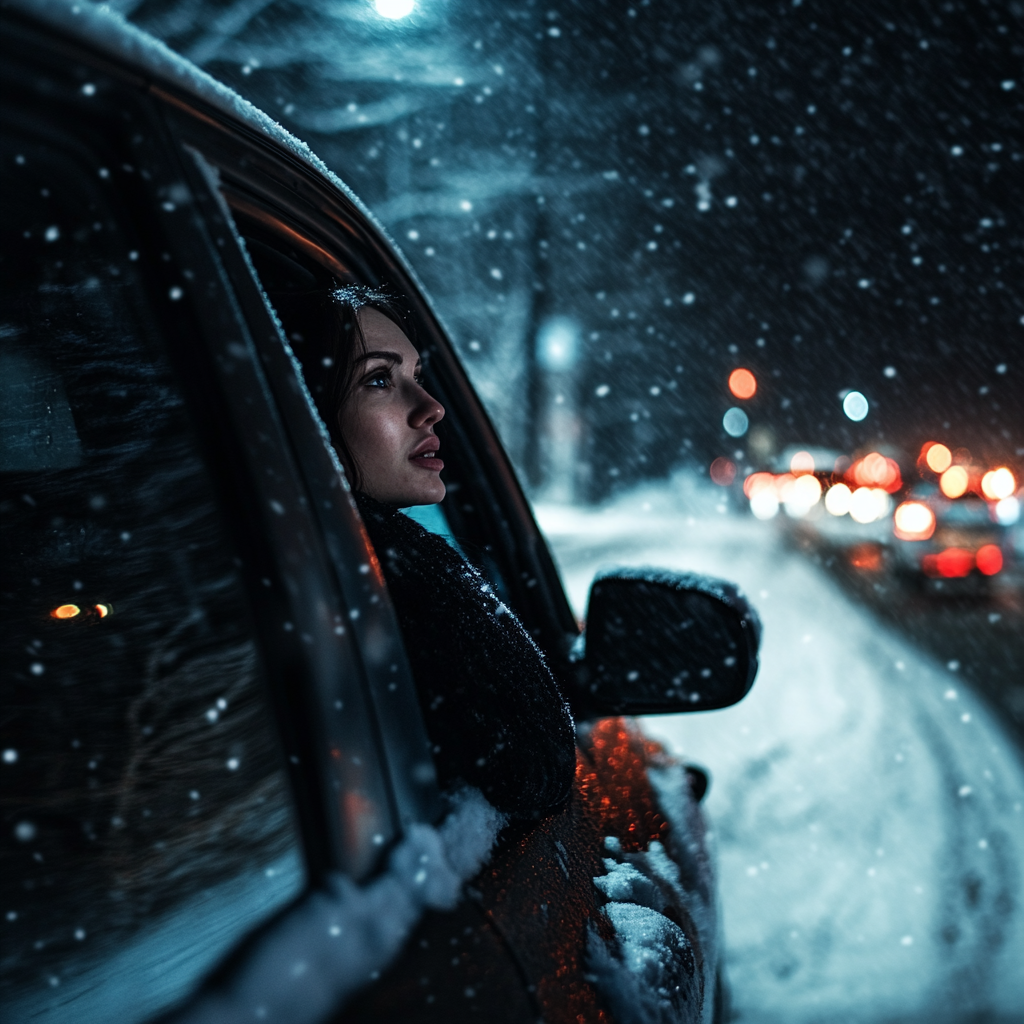 Une femme qui parle dans sa voiture | Source : Midjourney