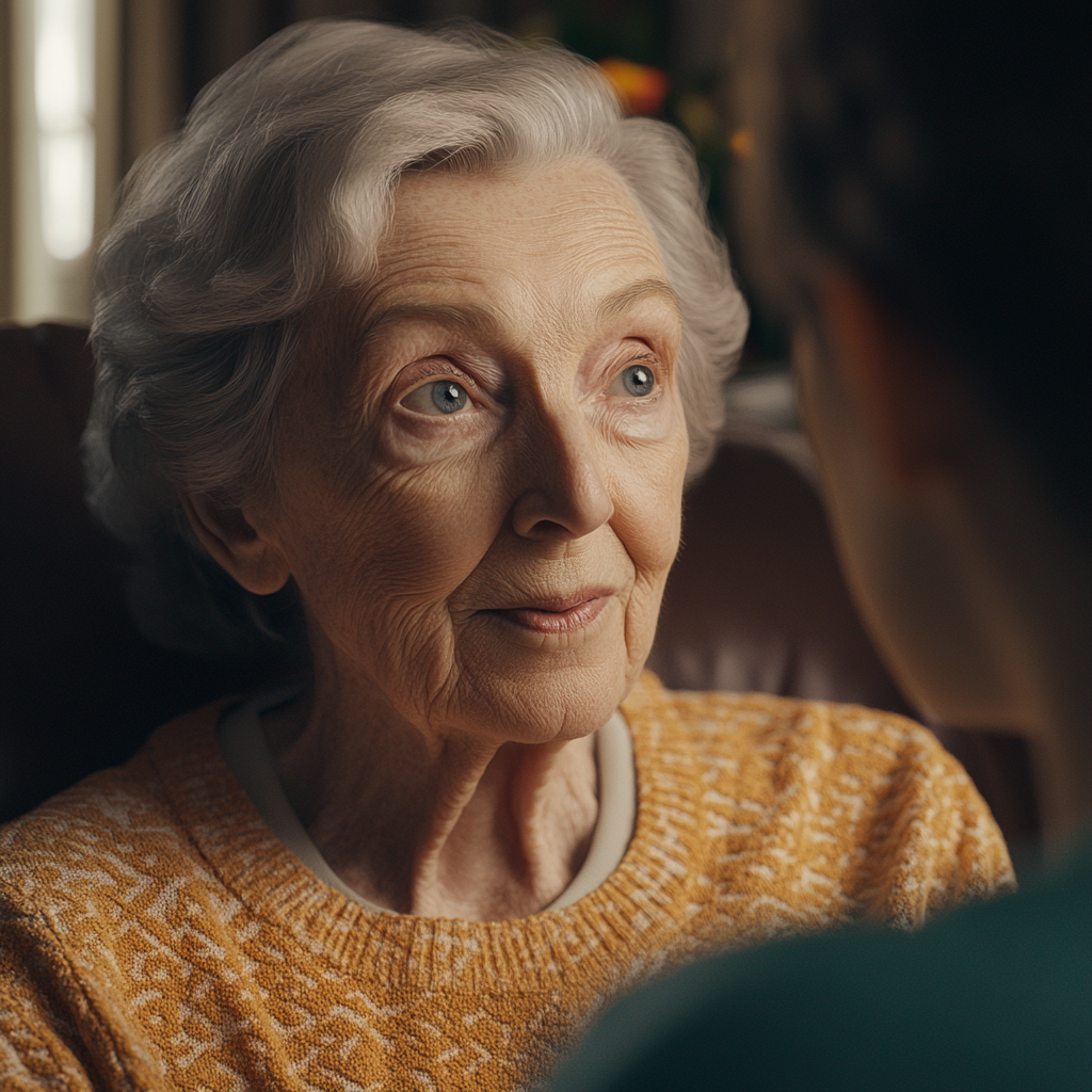 An older woman talks to a young girl | Source: Midjourney