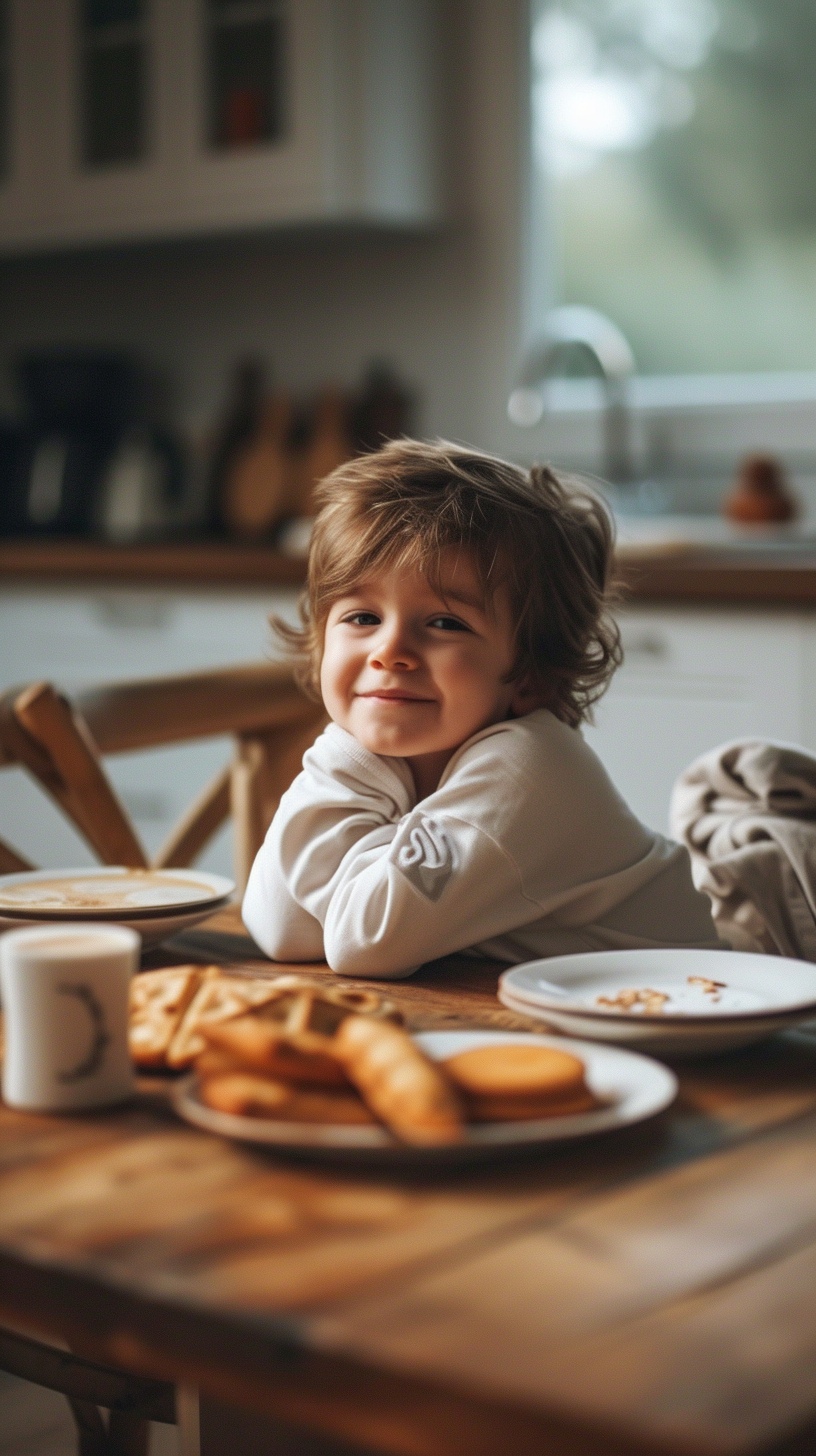 Un petit garçon à table | Source : Midjourney