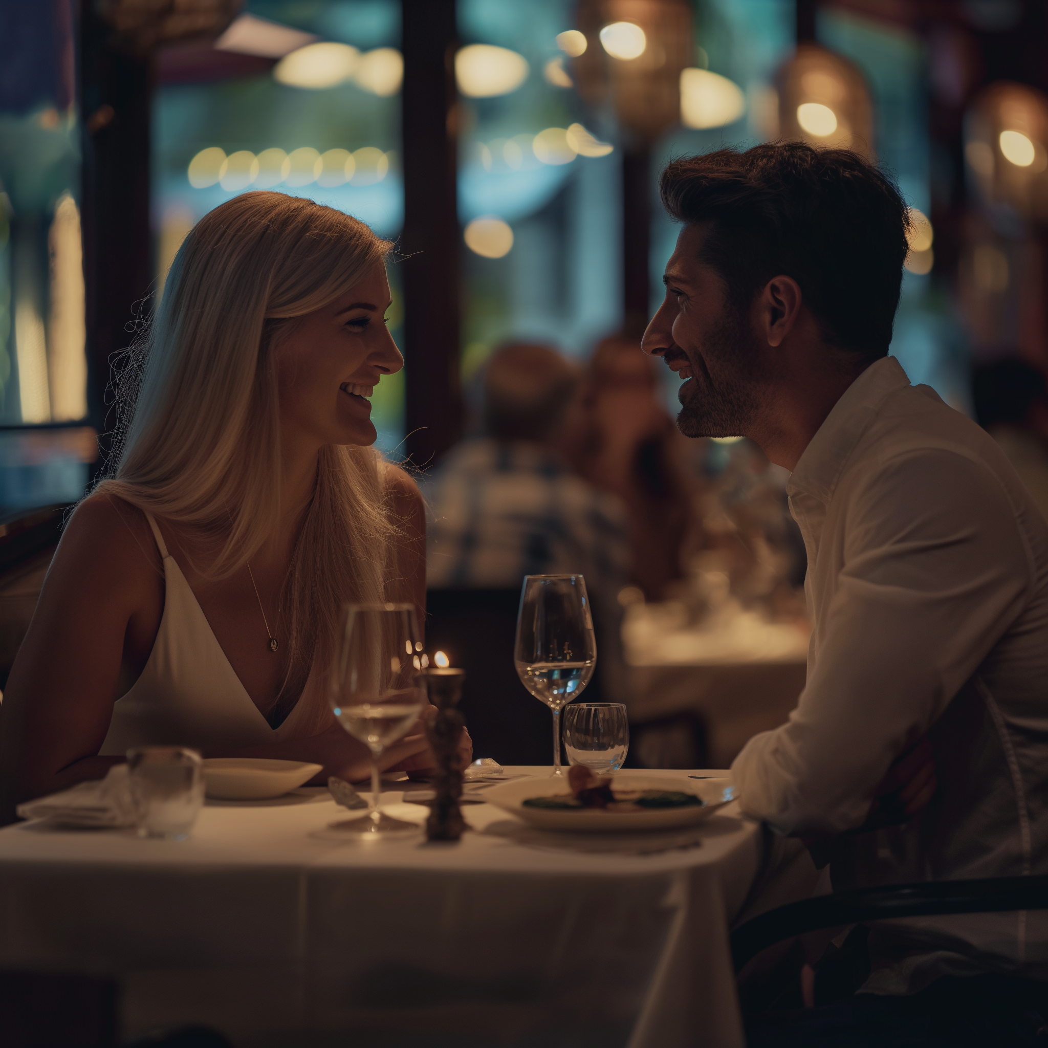 Un couple en rendez-vous dans un restaurant | Source : Midjourney