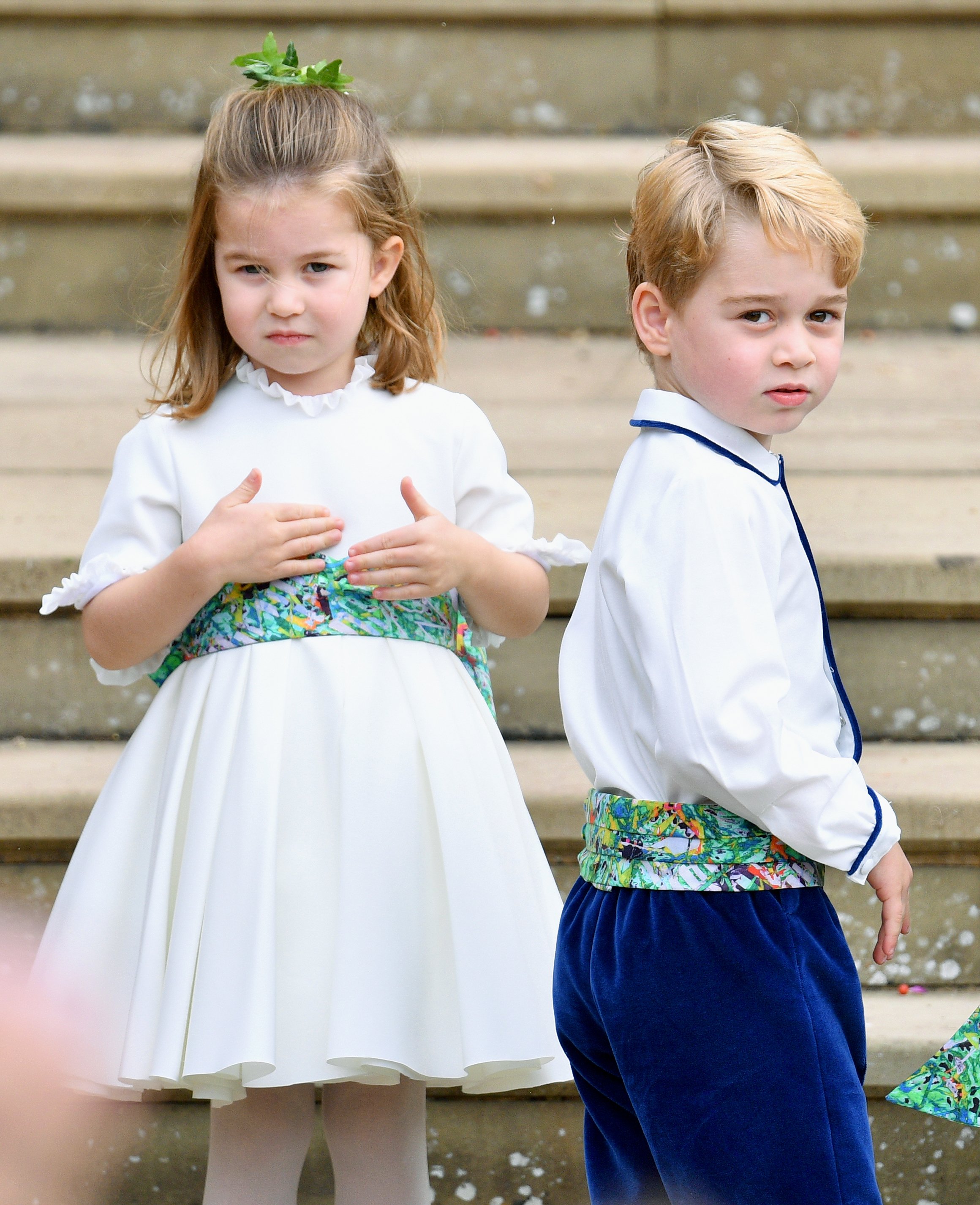 La Princesse Charlotte et le Prince George au mariage de la Princesse Eugenie, 12 octobre 2018, a Windsor, Angleterre | Getty Images