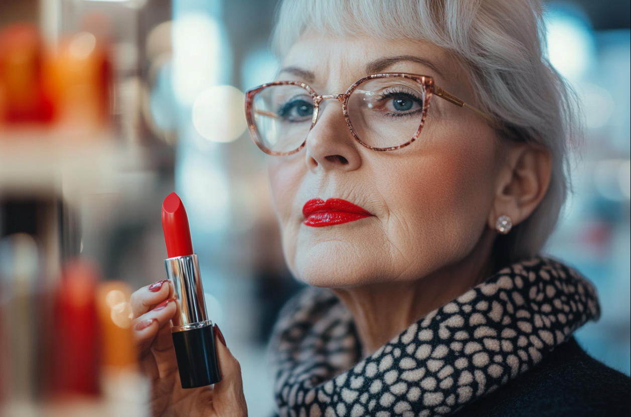 Une femme tenant un rouge à lèvres rouge | Source : Midjourney