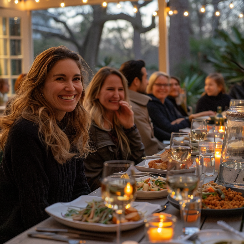 Des personnes profitent du dîner lors d'une réunion de famille | Source : Midjourney