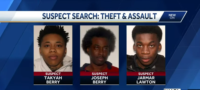 Les trois suspects, Takyah Berry, Joseph Berry et Jarmar Lawton | Source : Youtube.com/WJCL News