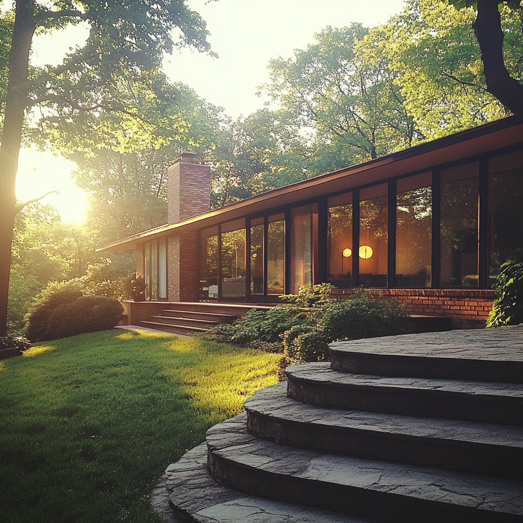 The exterior of a mid-century house | Source: Midjourney