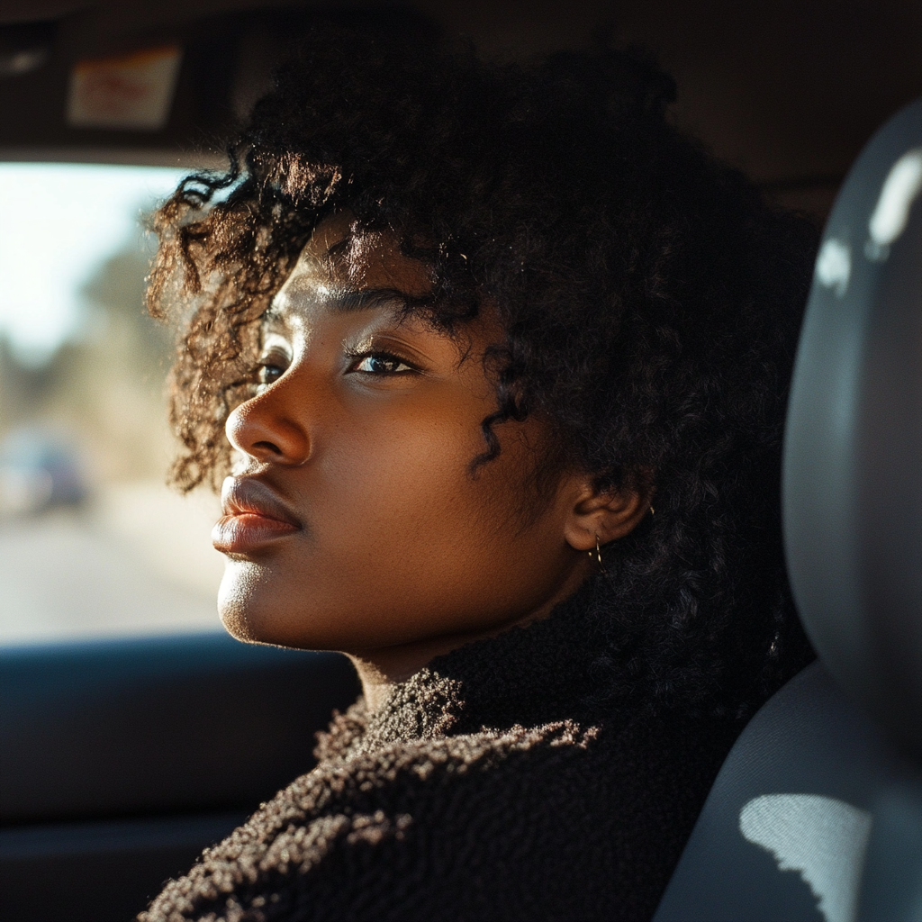 Une femme nerveuse dans une voiture | Source : Midjourney