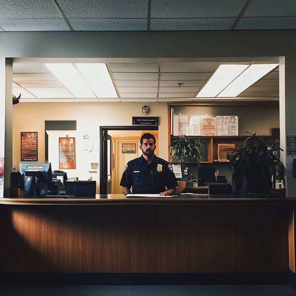 Un agent de police à l'accueil | Source : Midjourney