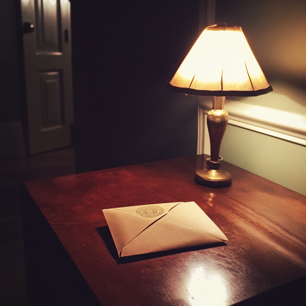 Une enveloppe sur la table d'un couloir | Source : Midjourney