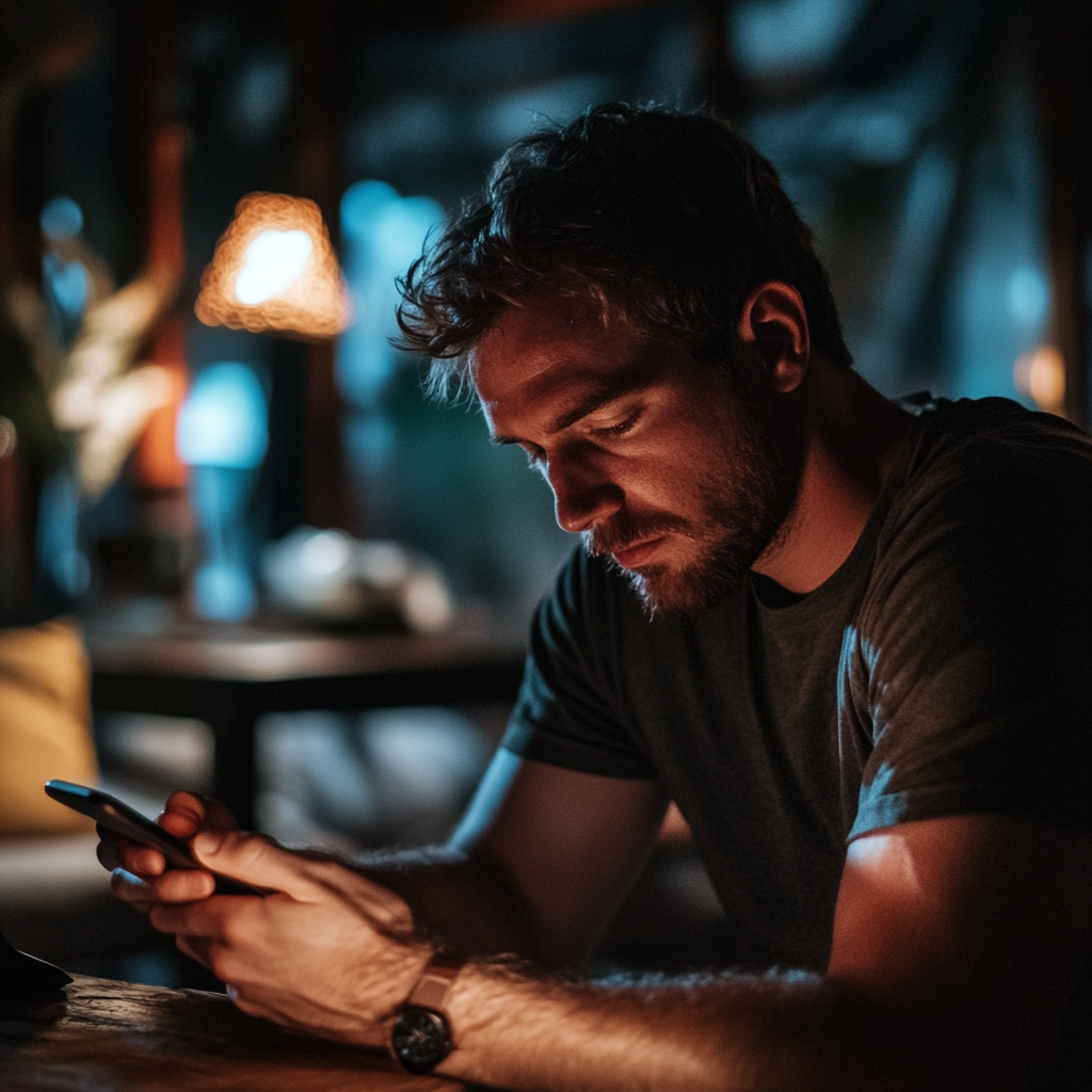 Un homme tenant son téléphone | Source : Midjourney