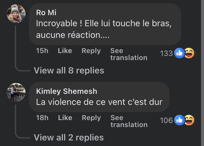 Commentaires des internautes sur la vidéo de Kelly Rutherford et Géraldine Nakache | Source : capture Facebook